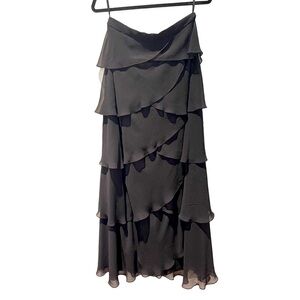 Alex Evenings womens  vintage skirt long tiered flouncy size 12 black. 30 waist